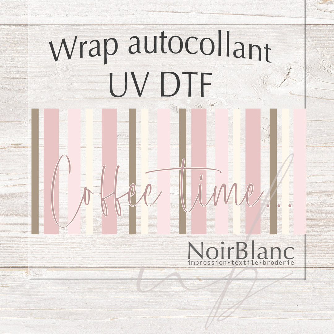 Verre Coffee time rose / Autocollant UV DTF