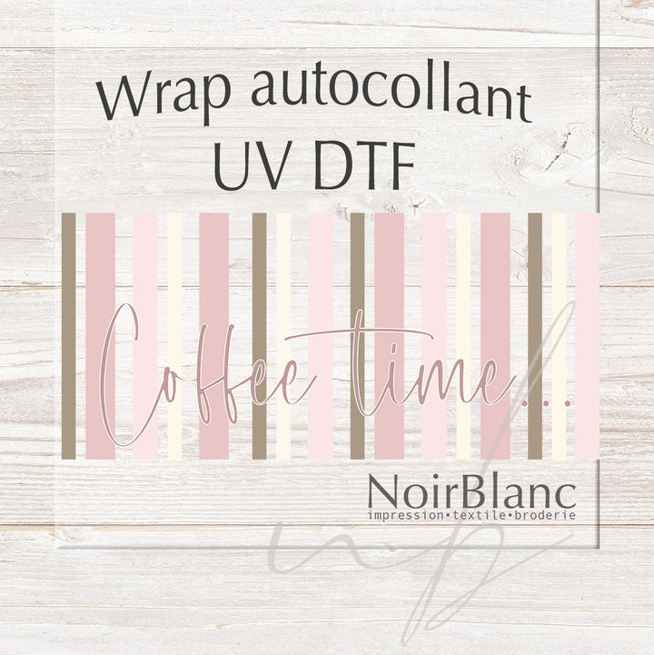 Verre Coffee time rose / Autocollant UV DTF