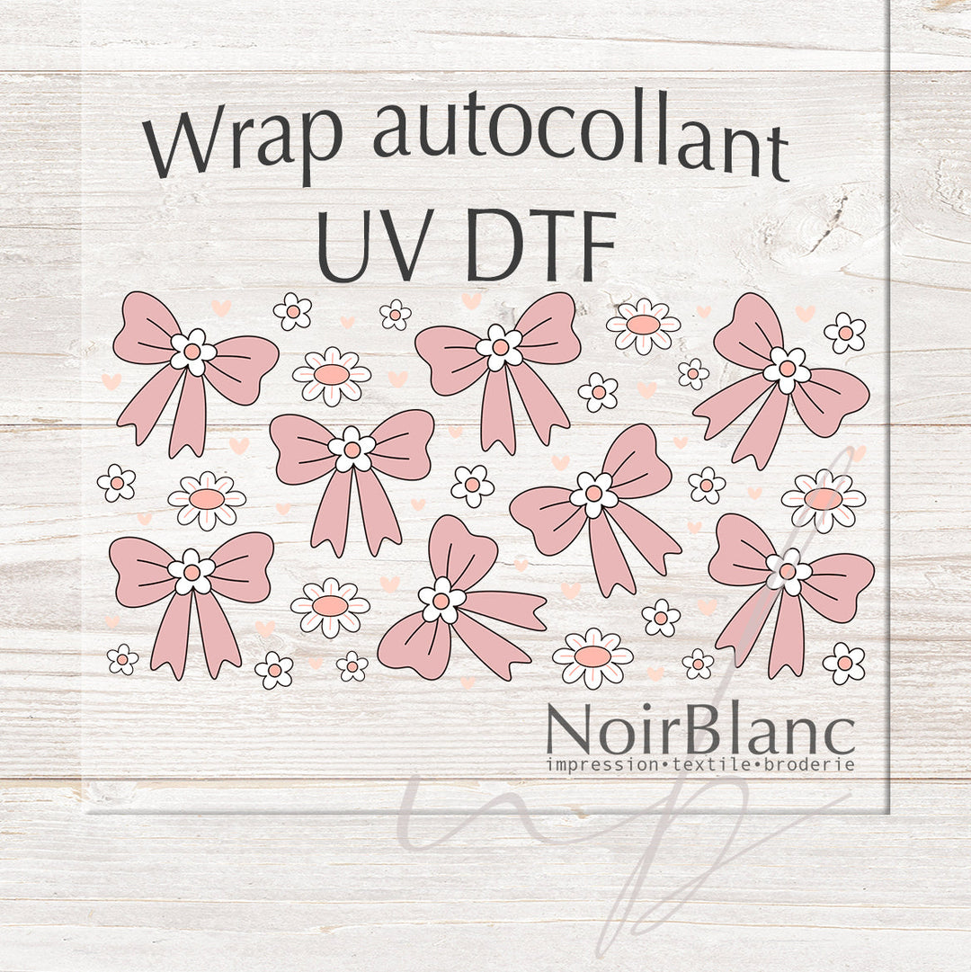Verre Coquette boucle rose / Autocollant UV DTF