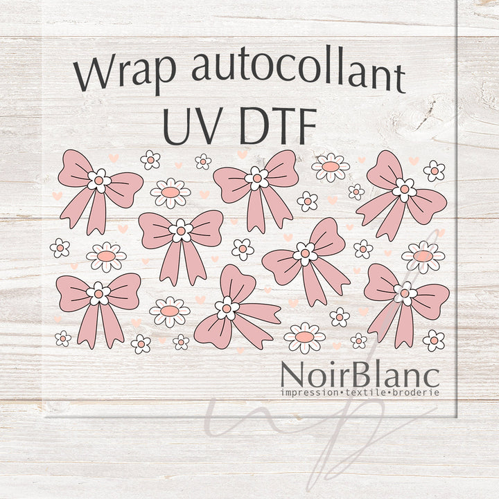 Verre Coquette boucle rose / Autocollant UV DTF