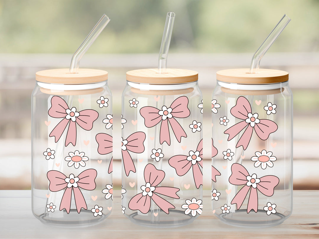Verre Coquette boucle rose / Autocollant UV DTF