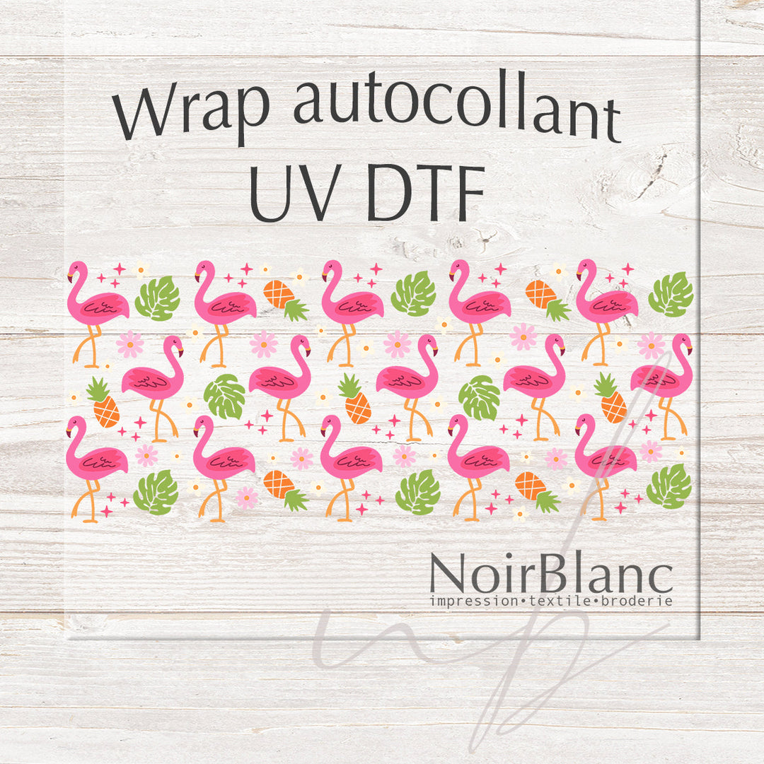 Verre Flamant ananas / Autocollant UV DTF