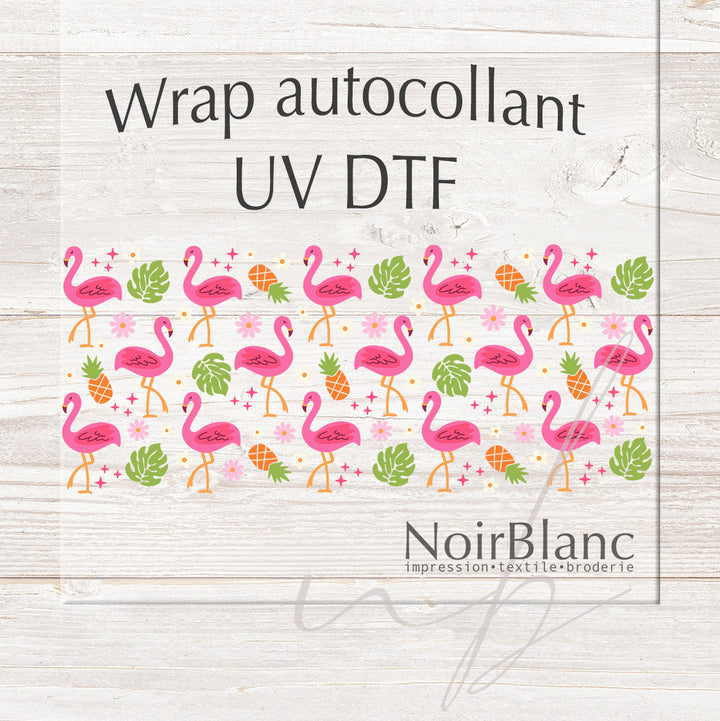 Verre Flamant ananas / Autocollant UV DTF