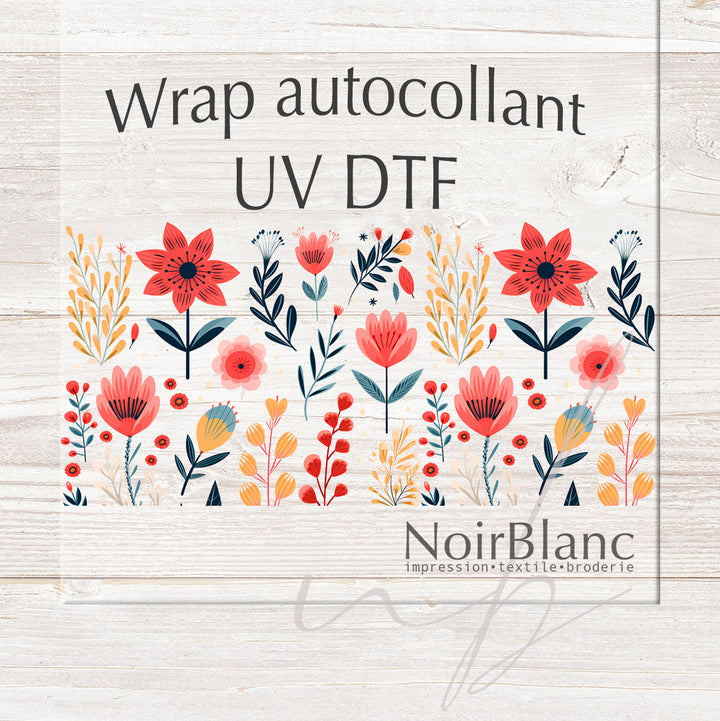 Verre Fleur rouge / Autocollant UV DTF