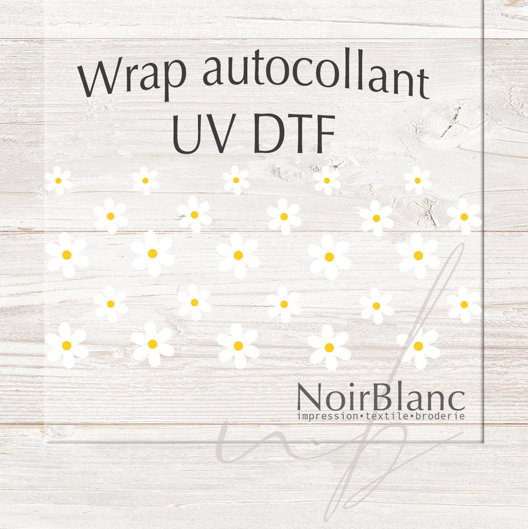 Verre Fleurs blanches / Autocollant UV DTF