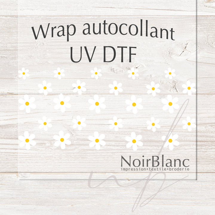 Verre Fleurs blanches / Autocollant UV DTF