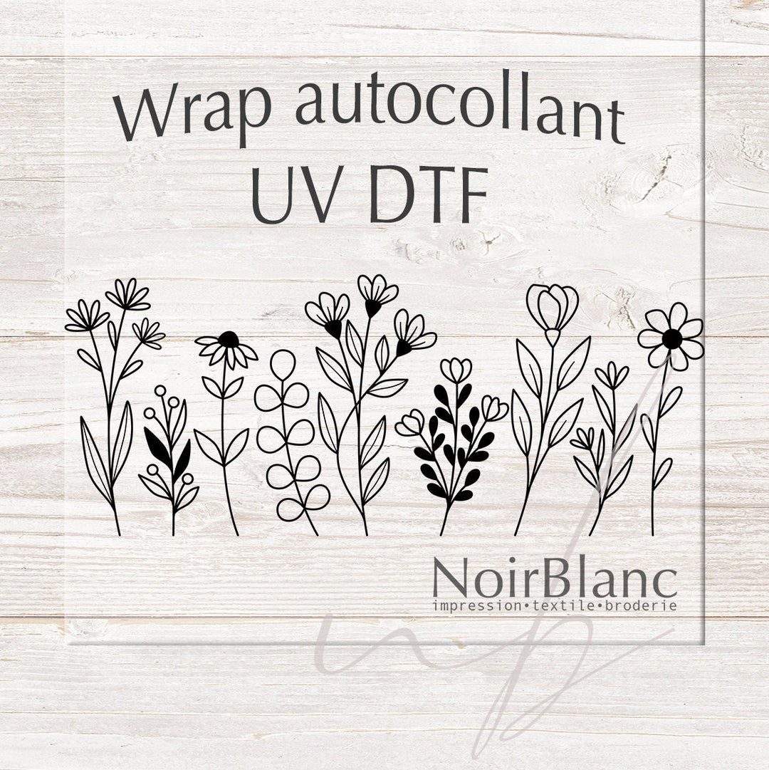 Verre Fleurs linéaires / Autocollant UV DTF
