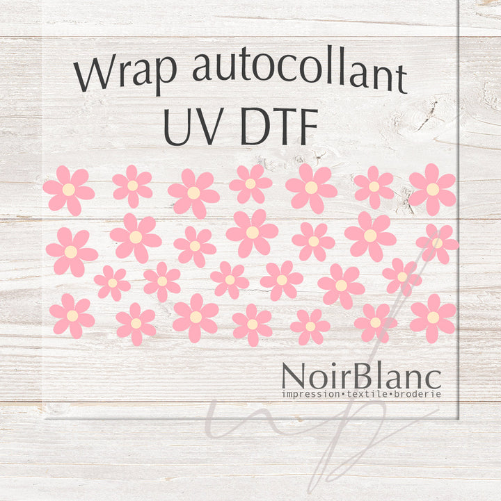 Verre Fleurs roses / Autocollant UV DTF