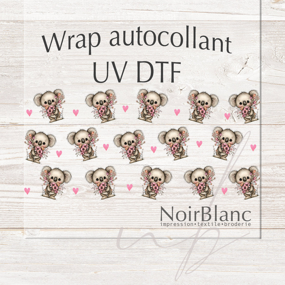 Verre Koala coeur / Autocollant UV DTF