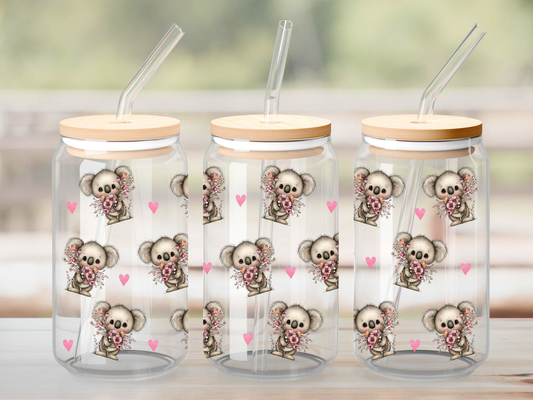 Verre Koala coeur / Autocollant UV DTF
