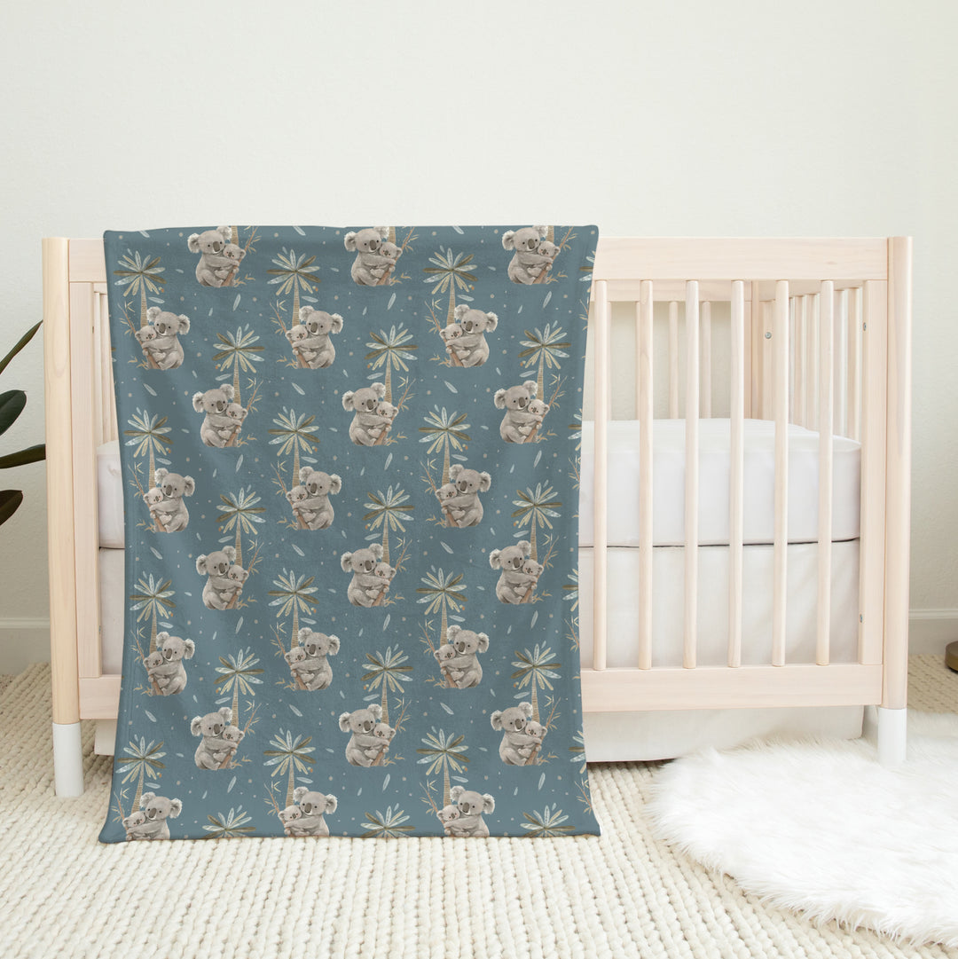 Maman et bébé koalas - Couverture de minky réversible