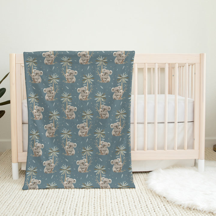 Maman et bébé koalas - Couverture de minky réversible