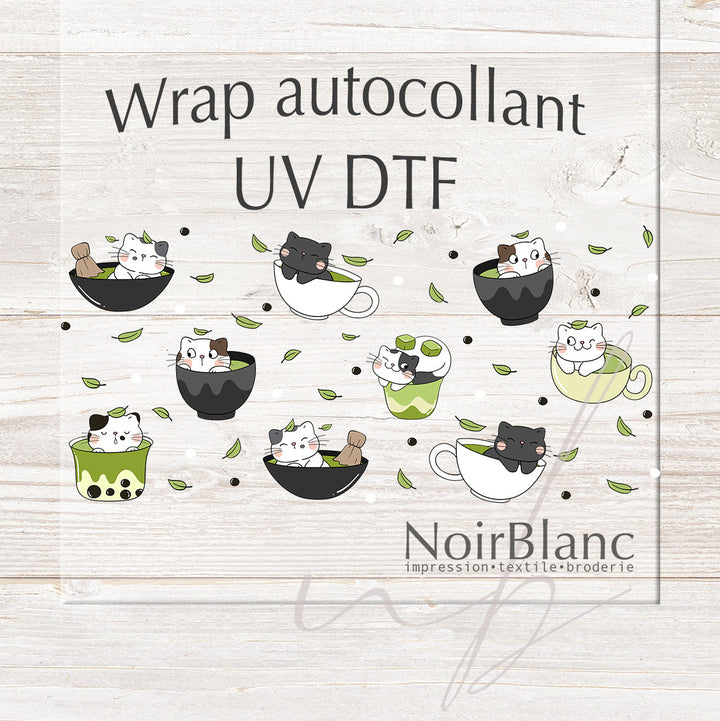Verre Matcha-chat / Autocollant UV DTF