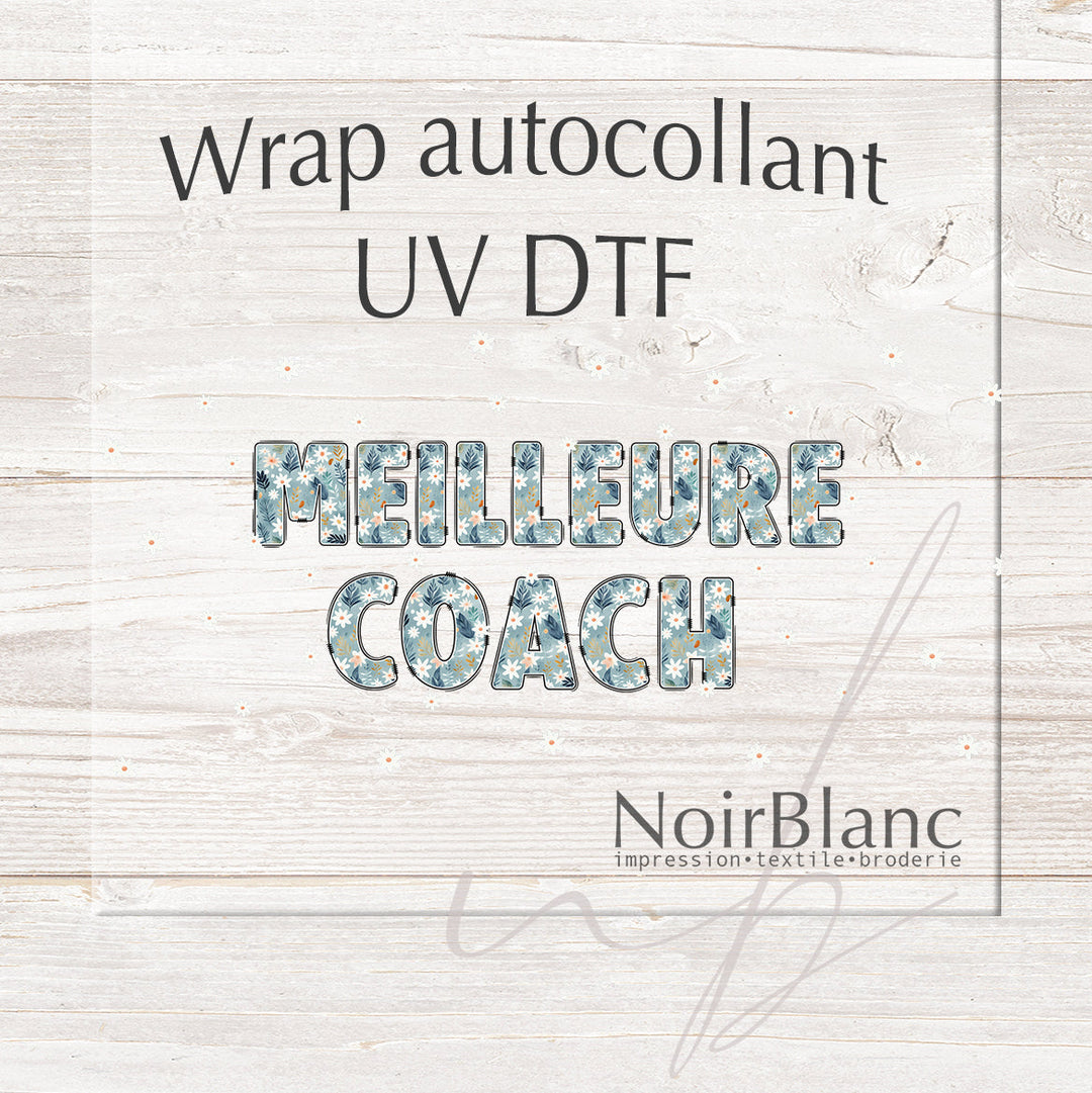 Verre Meilleure coach floral bleu / Autocollant UV DTF