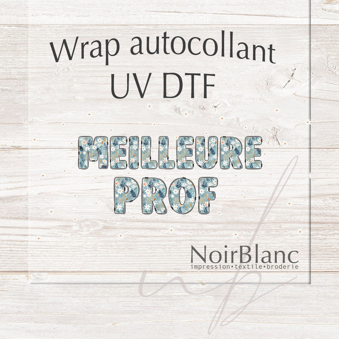 Verre Meilleure prof floral bleu  / Autocollant UV DTF