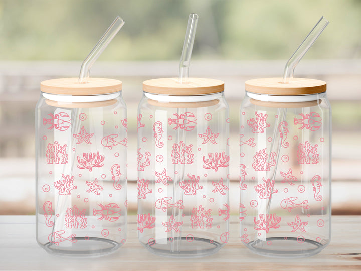 Verre Sous l'océan rose / Autocollant UV DTF