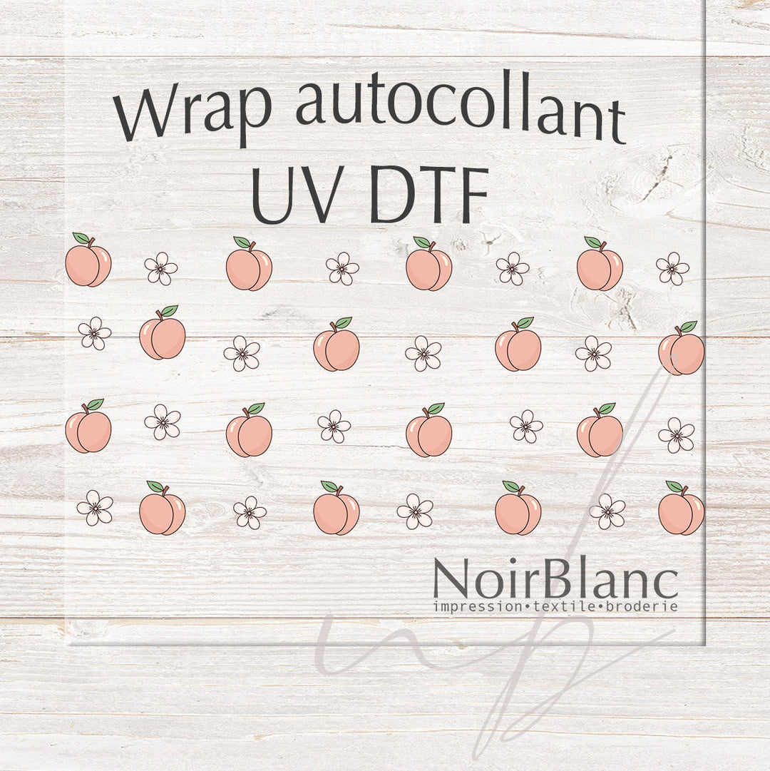 Verre Pêches et fleurs / Autocollant UV DTF