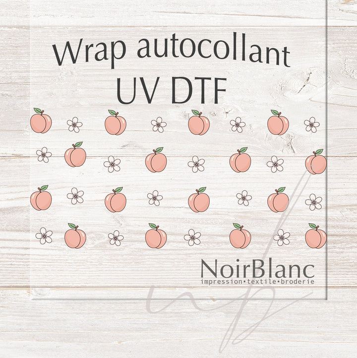 Verre Pêches et fleurs / Autocollant UV DTF