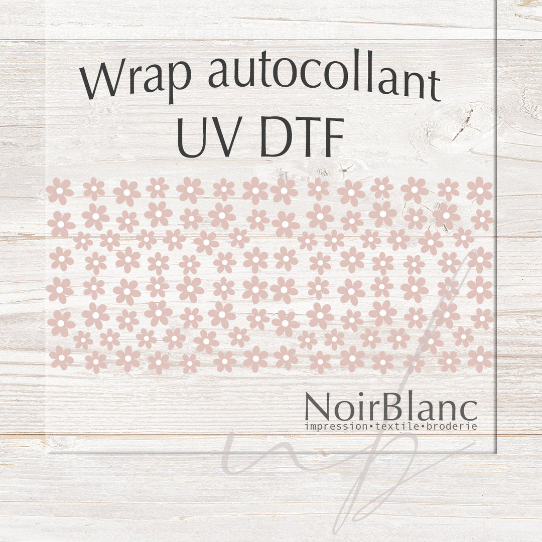 Verre Petites fleurs vieux roses  / Autocollant UV DTF