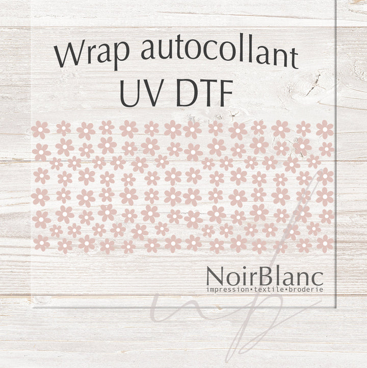 Verre Petites fleurs vieux roses  / Autocollant UV DTF