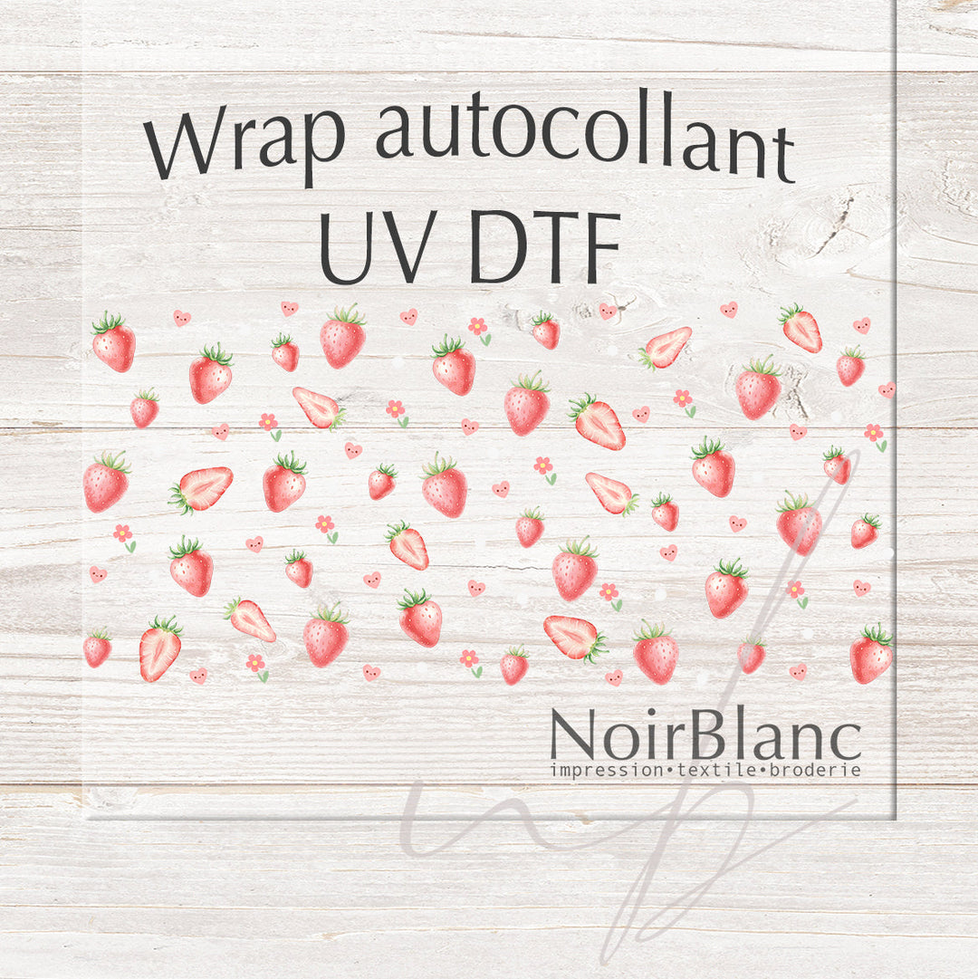 Verre Petites fraises / Autocollant UV DTF