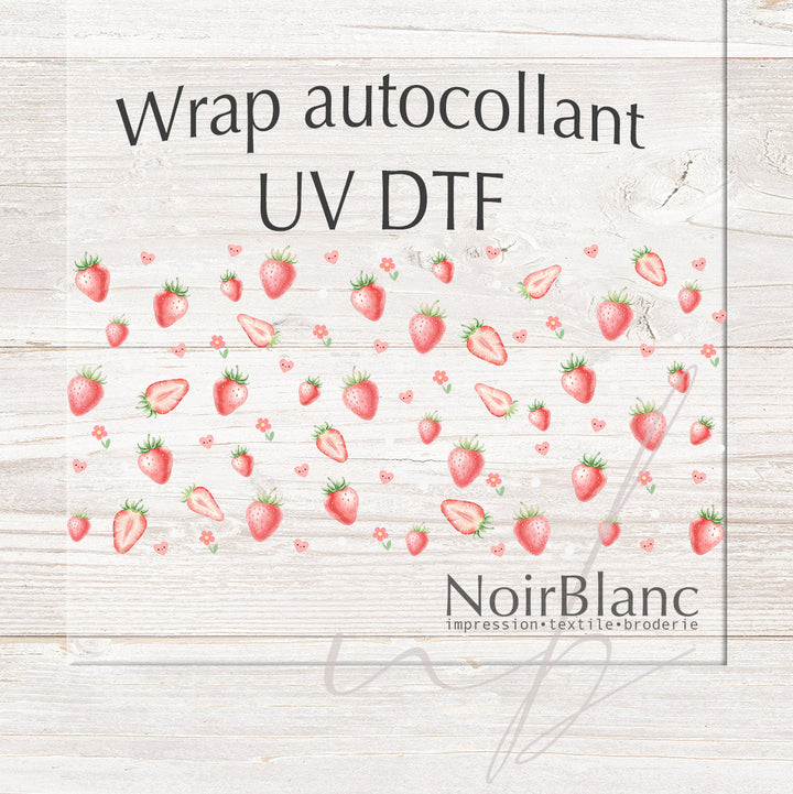 Verre Petites fraises / Autocollant UV DTF
