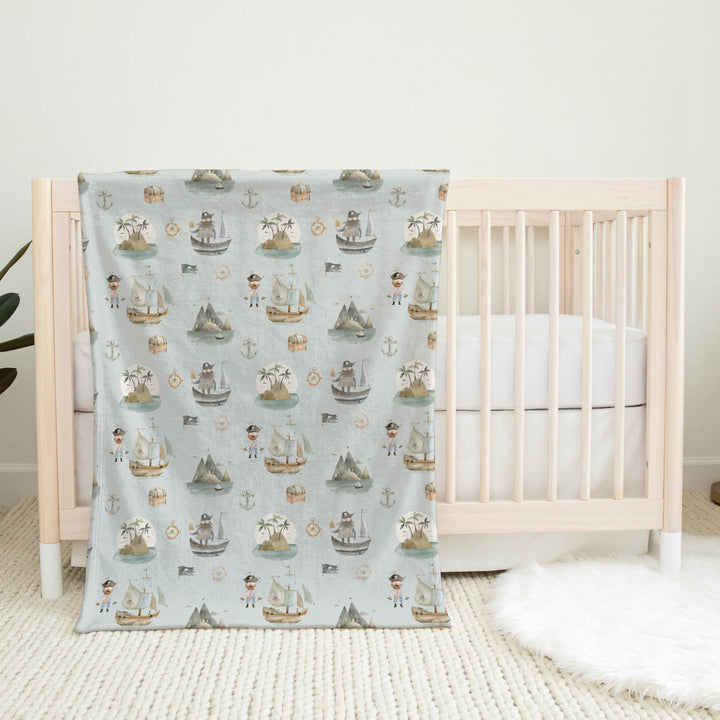 Pirates à la mer - Couverture de minky réversible