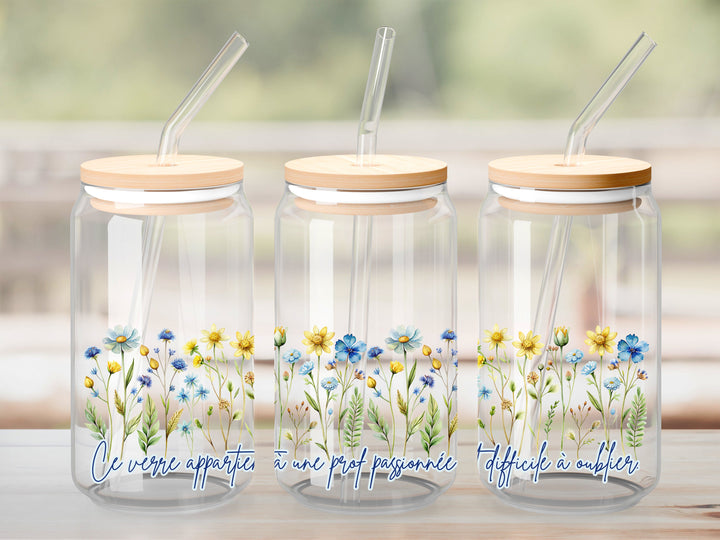 Verre Prof passionnée bleu / Autocollant UV DTF