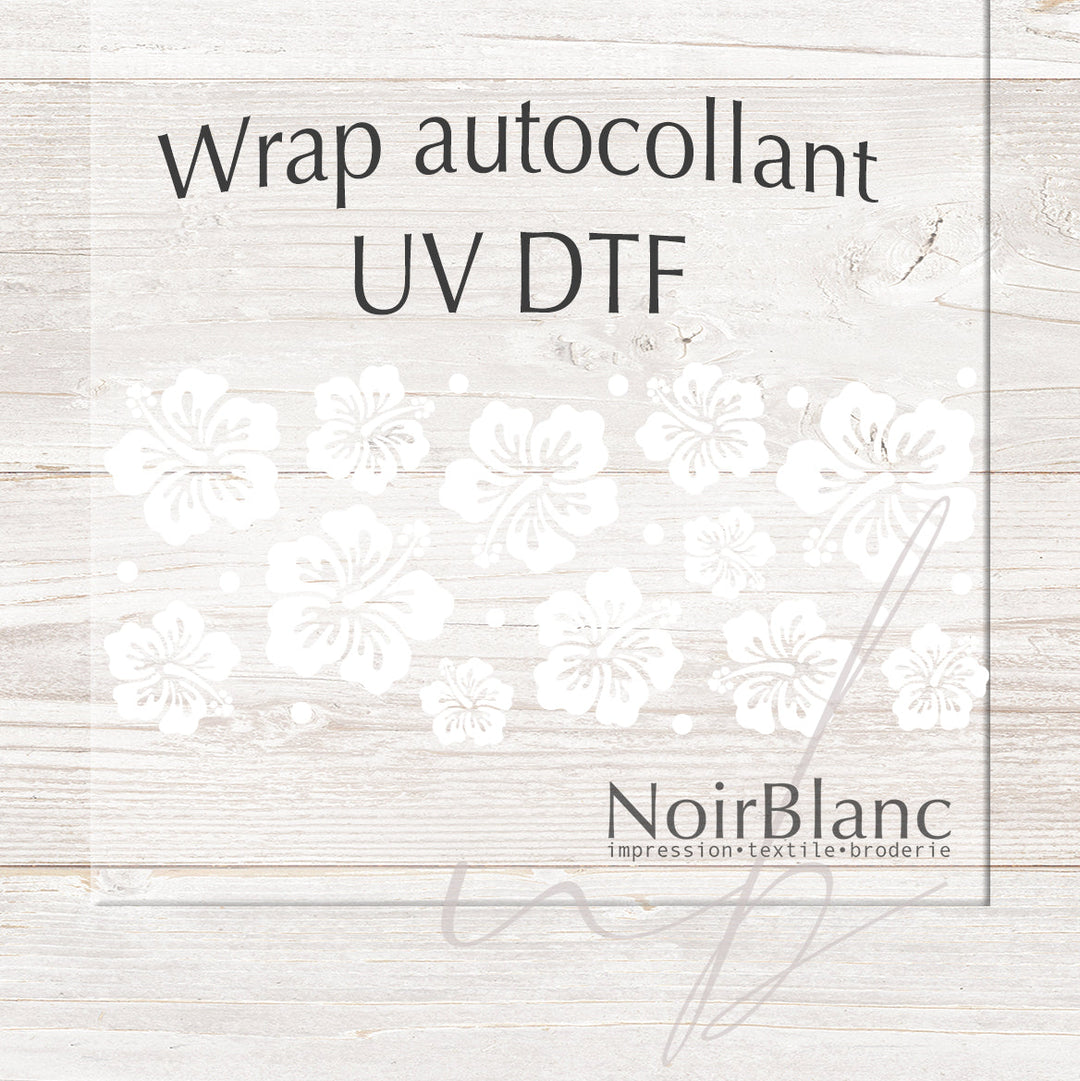 Verre Hibiscus blanc / Autocollant UV DTF