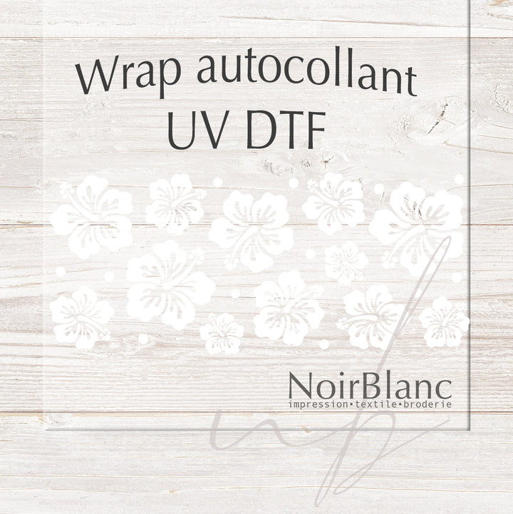 Verre Hibiscus blanc / Autocollant UV DTF
