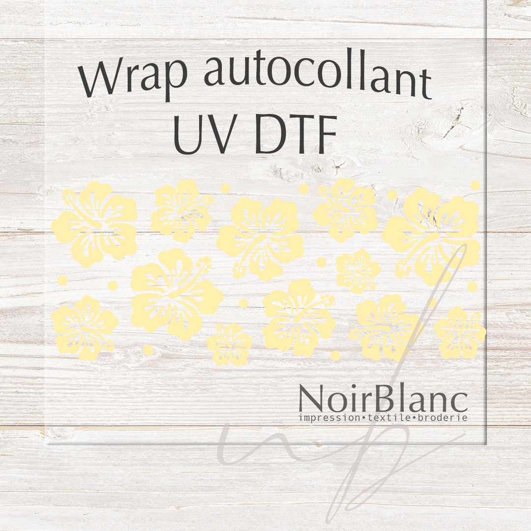 Verre Hibiscus jaune clair / Autocollant UV DTF