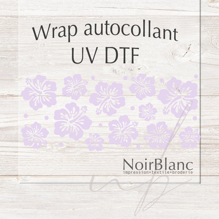 Verre Hibiscus lilas / Autocollant UV DTF
