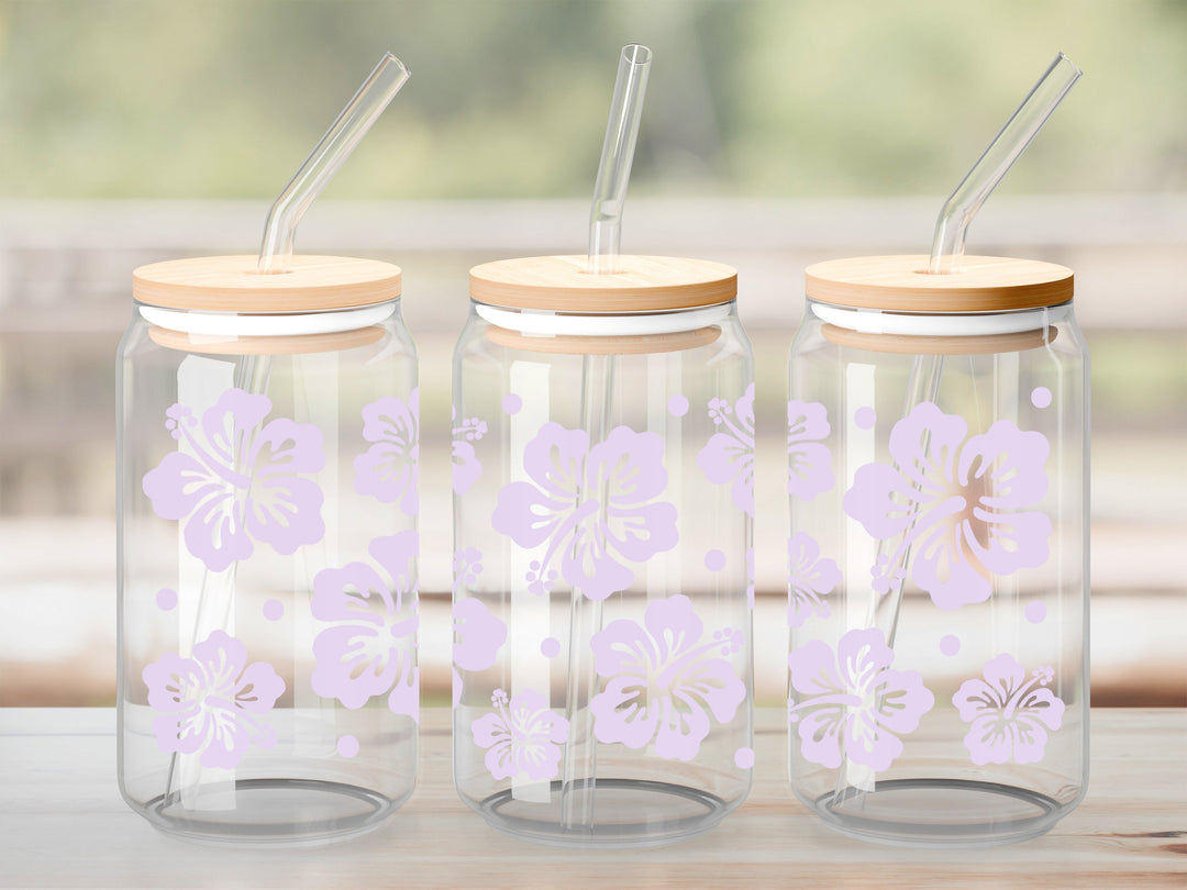 Verre Hibiscus lilas / Autocollant UV DTF