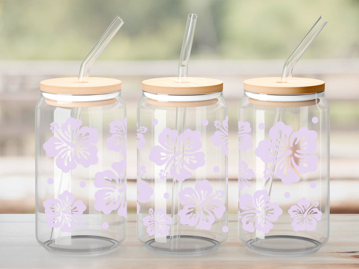 Verre Hibiscus lilas / Autocollant UV DTF