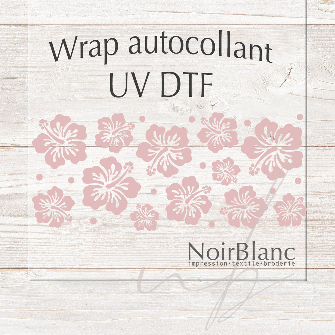 Verre Hibiscus vieux rose / Autocollant UV DTF