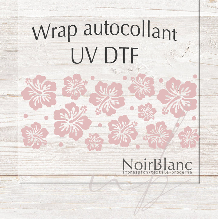Verre Hibiscus vieux rose / Autocollant UV DTF