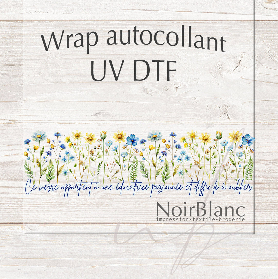 Verre Éducatrice passionnée bleu / Autocollant UV DTF