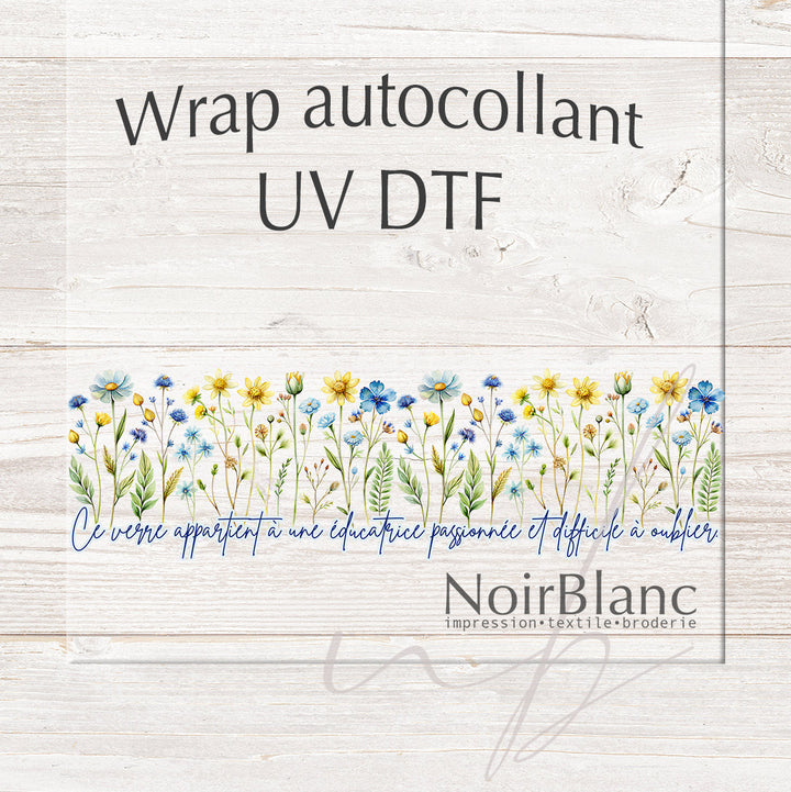 Verre Éducatrice passionnée bleu / Autocollant UV DTF