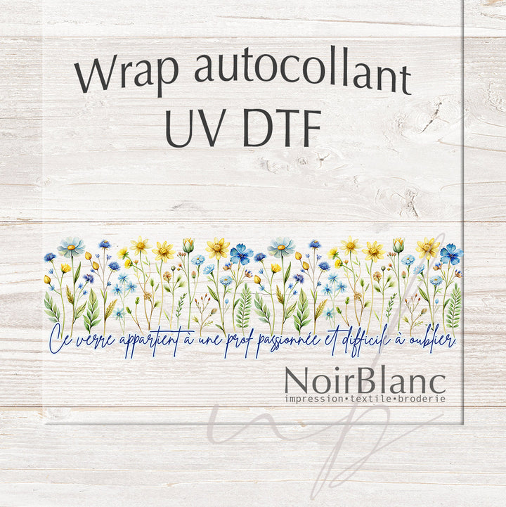Verre Prof passionnée bleu / Autocollant UV DTF