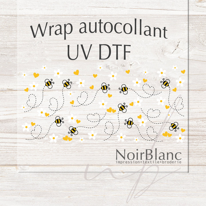 Verre Vol de petites abeilles / Autocollant UV DTF