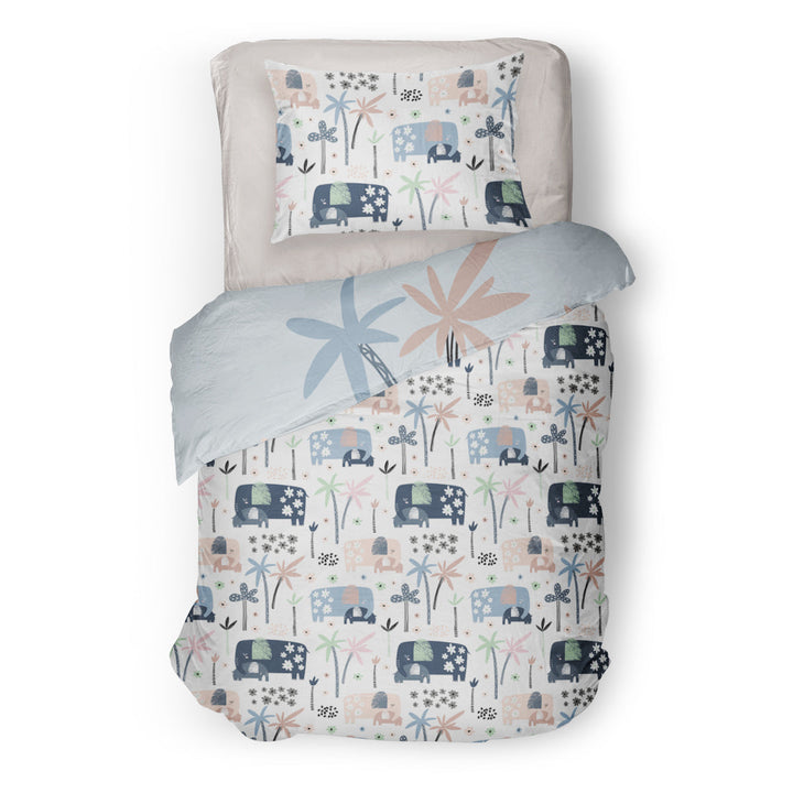 Éléphants fleuris - couvre-lit pour enfant