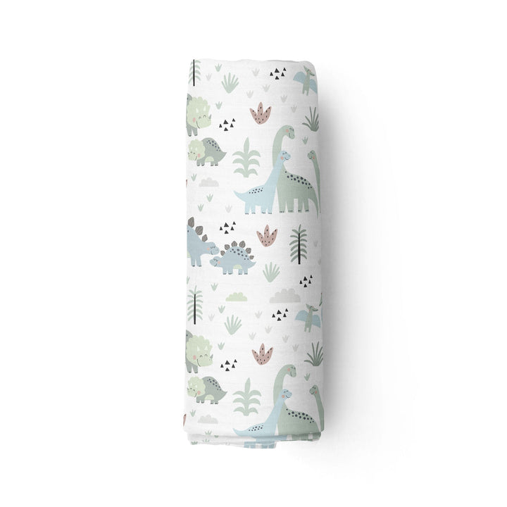 Tendres dinos (bleu) - Mousseline de bambou