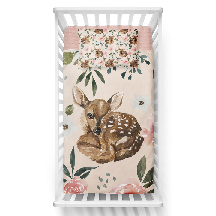 Chevreuils fleuris - Couvre-lit pour bassinette