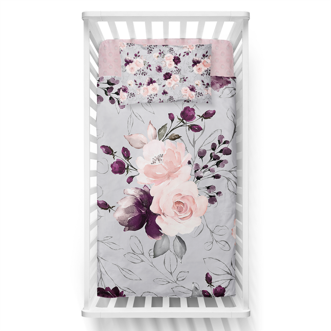 Fleurs argentées - Couvre-lit pour bassinette