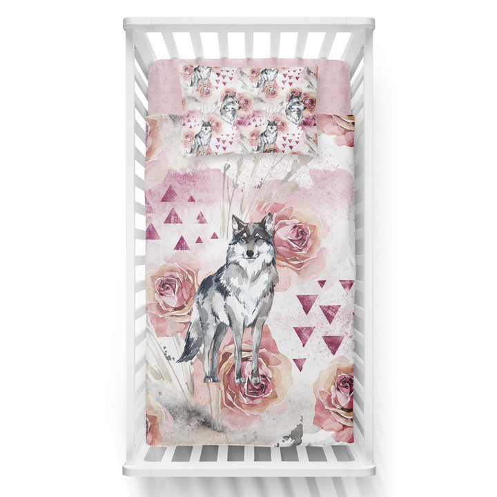 Loups fleuris - Couvre-lit pour bassinette